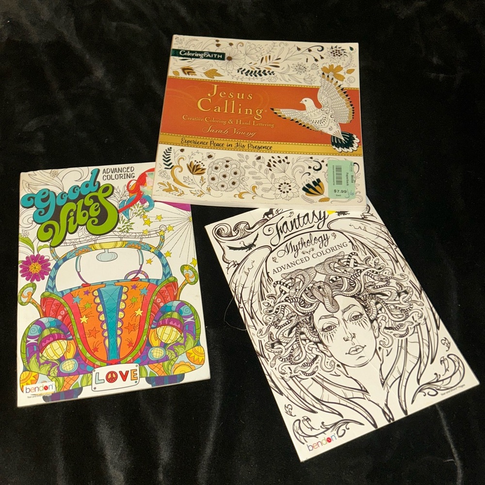3 new unused full size Coloring books for adults